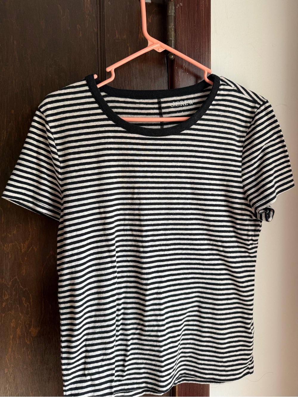 J. Crew Black and White Striped Short Sleeve Tee